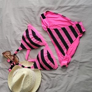 VS PINK black & pink bikini set